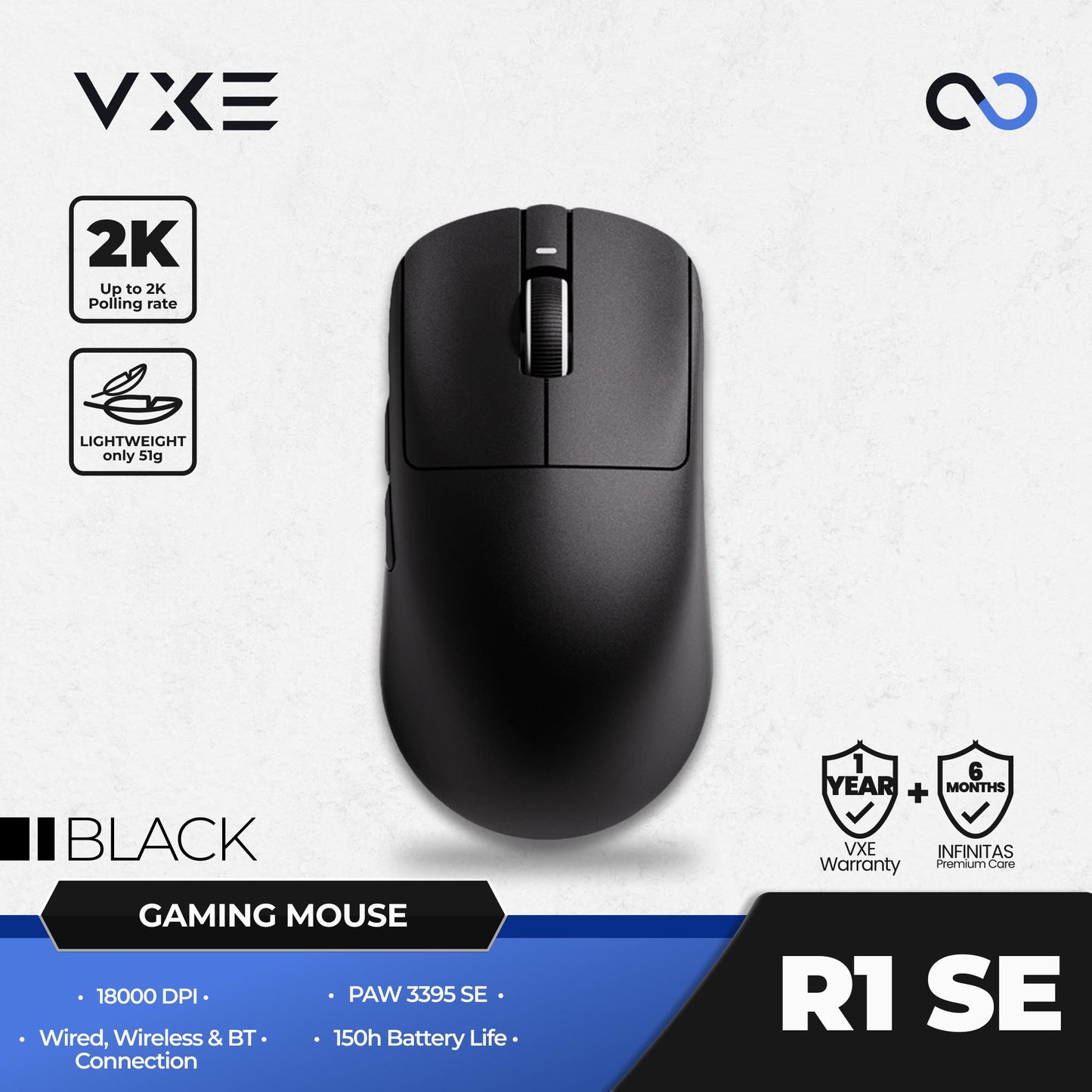VXE R1 SE+ Wireless Light Weight PAW3395 SE Gaming Mouse
