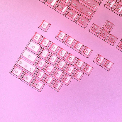 Infinitas Peach Powder Gradient Keycaps Cherry Profile Dye Sub / UV Printing PBT+PC Keycap 154-Key