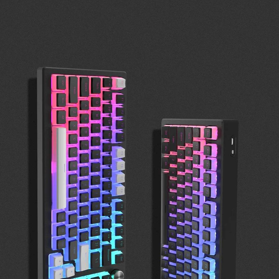 XVX White On Black / WOB Pudding Keycaps OEM Profile Double Shot Shine Through PBT Keycap 165-Keys