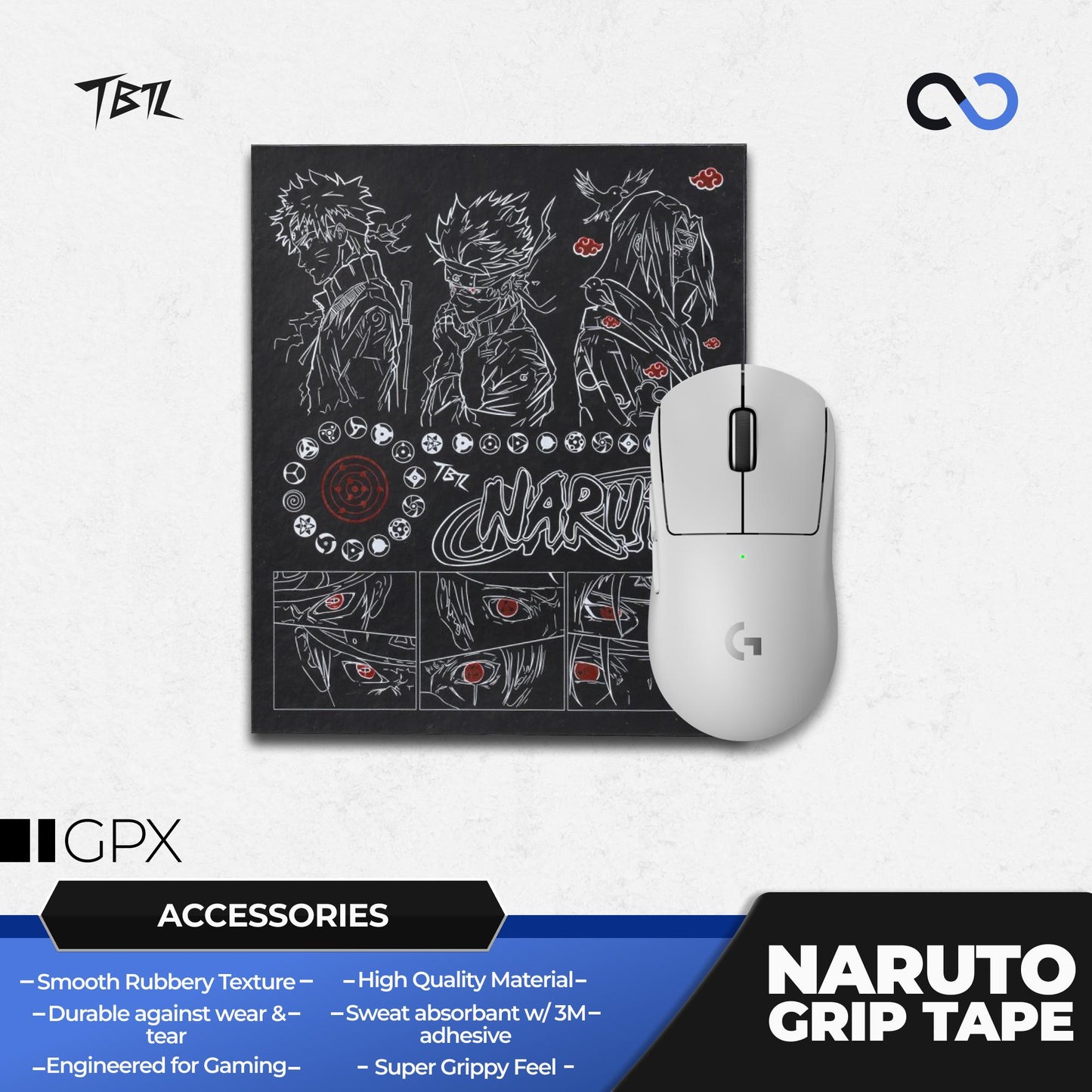 TBTL Naruto Logitech G PRO X Superlight / GPX Series Ultra Thin Mouse Grip tape / Anti-Slip Tape 0.45mm