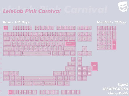 LeleLab Pink Carnival Keycaps Cherry Profile UV Printed ABS Keycap 135-Keys
