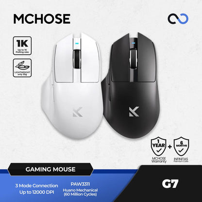MCHOSE G7 Wireless Ultra Light Weight PAW3311 Ergonomic Gaming Mouse G502 Shape
