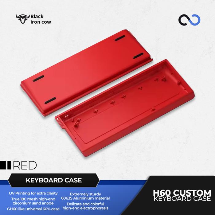 Black Iron Bull H60 Custom 60% Aluminium Gaming Keyboard Case DIY for Wooting 60HE+ / GH60 / TOFU60 / WIN60 / MAD60