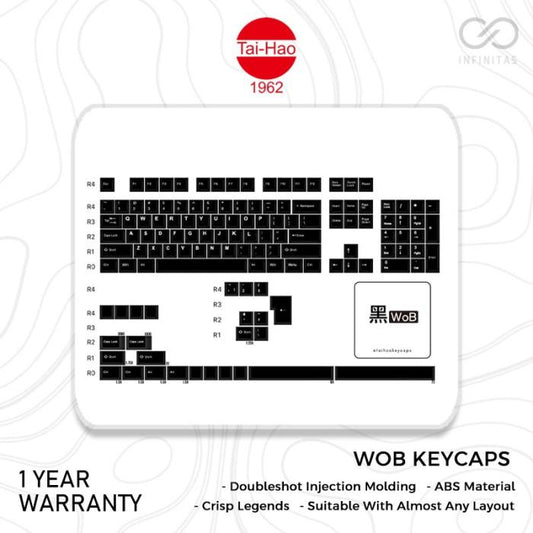 Tai-Hao WOB Cubic ABS Double-Shot Cherry Black Keycaps