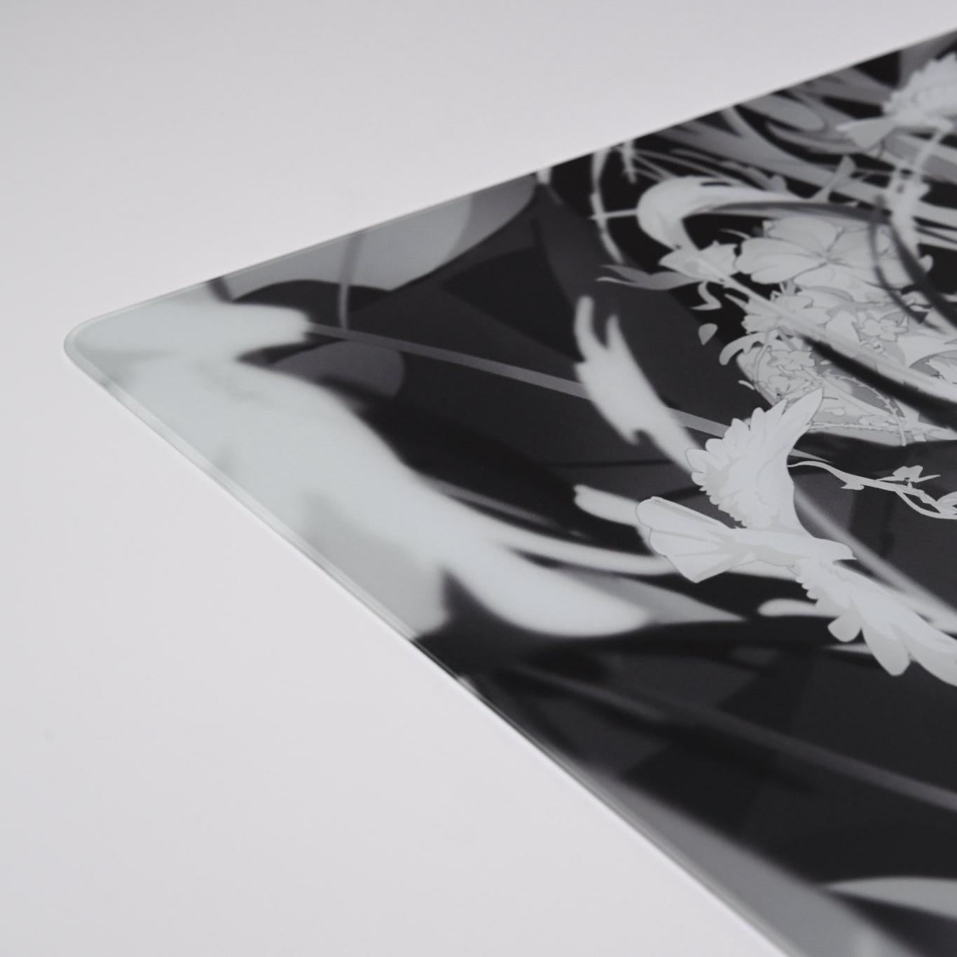 Unclepanda Feather Free Silicone Base COATED 2.5D Gaming Glass Mousepad Kaca (Speed)