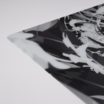 Unclepanda Feather Free Silicone Base COATED 2.5D Gaming Glass Mousepad Kaca (Speed)