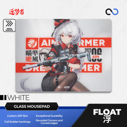 Dream Gamer Float V2 Rubber Base Tempered Glass Gaming Mousepad Kaca (Speed-Control)