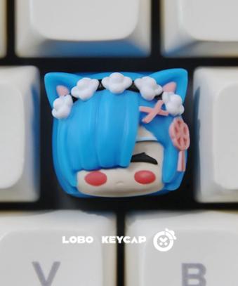 Lobo Rem Cat Re:Zero Anime Theme Artisan Keycaps Resin Keycap