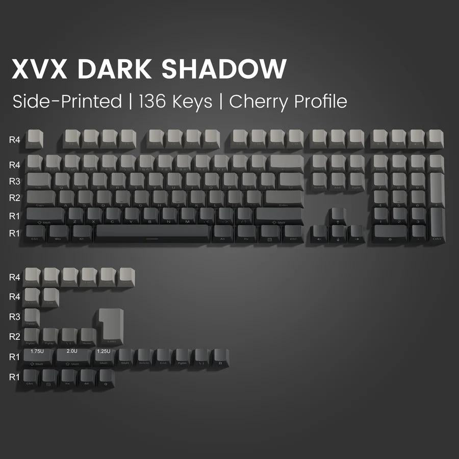 XVX Dark Shadow Gradient Keycaps OEM Side Profile Double Shot Shine Through PBT Keycap 136-Keys