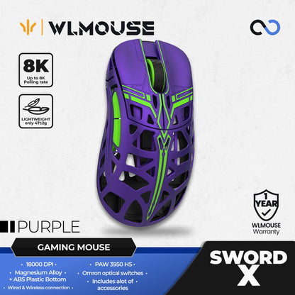WLMouse Sword X 8K Super Light Magnesium Wireless Ergonomic Gaming Mouse