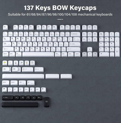 XVX Minimalist Hiragana BOW Keycaps MOA Profile Dye sub PBT Keycap 137-Keys