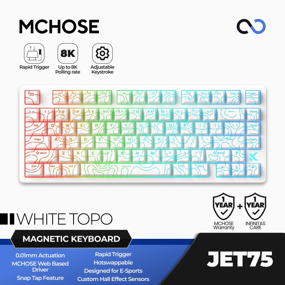 MCHOSE JET75 8K HE Hall Effect 75% Keyboard Rapid Trigger SOCD DKS Wooting