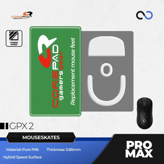 Corepad PRO MAX G PRO X SUPERLIGHT 2 CNC milled PTFE Gaming Mouse Feet / Mouse Skate (Speed-Hybrid)