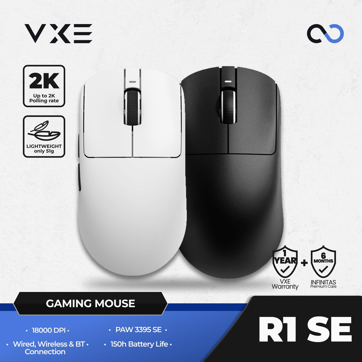 VXE R1 SE+ Wireless Light Weight PAW3395 SE Gaming Mouse