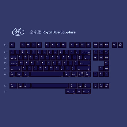 LeleLab Royal Blue Sapphire Gem Series Keycaps Cherry Profile UV Printed PC Transparent Keycap 104-Keys