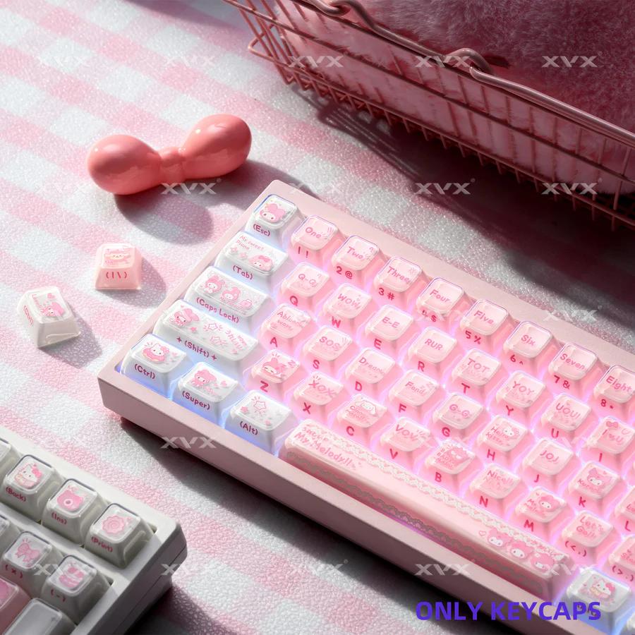 XVX Melody Jelly Sanrio Theme Keycaps OEM Profile Side-Print Double Shot+UV Print Shine Through PC+ABS Keycap 127-Keys