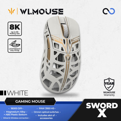 WLMouse Sword X 8K Super Light Magnesium Wireless Ergonomic Gaming Mouse
