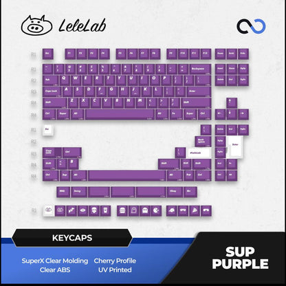 LeleLab Supsup Purple Transparent Keycaps Cherry Profile UV Printed ABS Keycap 138-Keys