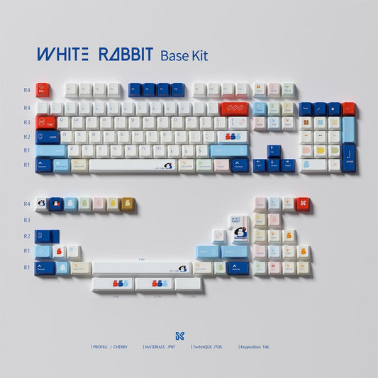 Sinokeys White Rabbit Keycaps Cherry Profile Dye-Sub PBT Keycap 146-Keys