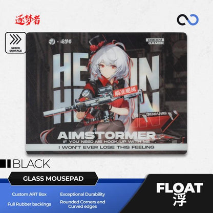 Dream Gamer Float V2 Rubber Base Tempered Glass Gaming Mousepad Kaca (Speed-Control)