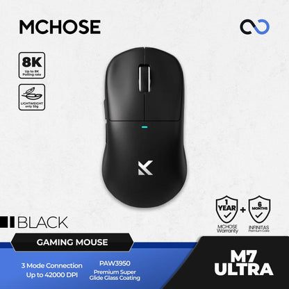 MCHOSE M7 Ultra 8K Wireless Ultra Light Weight PAW3950 Gaming Mouse U2 Shape