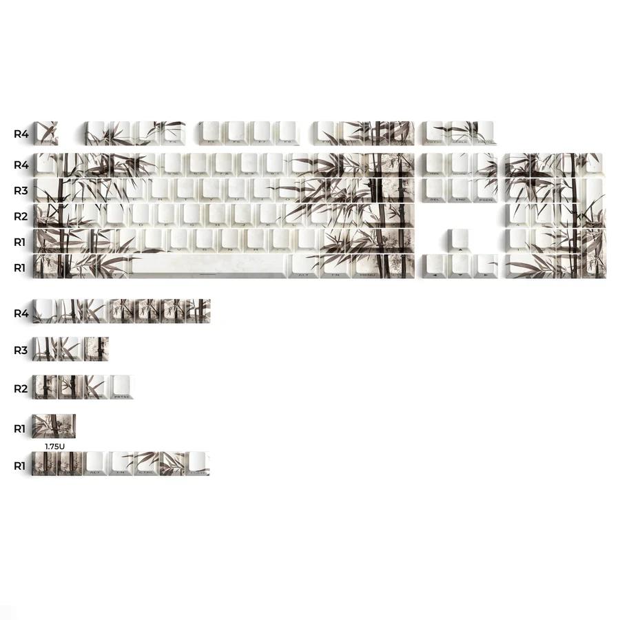 XVX Bamboo Plant Keycaps Cherry Profile Side-Print Dye sub Shine Through PBT Keycap 131-Keys