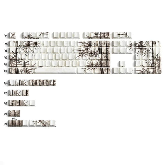 XVX Bamboo Plant Keycaps Cherry Profile Side-Print Dye sub Shine Through PBT Keycap 131-Keys