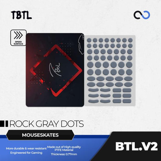 TBTL BTL V2 Rock Gray Dots Universal Mouse Feet / Mouse Skate PTFE for Cloth Mouse pad (Speed)