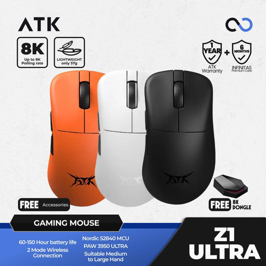 VGN ATK Z1 Ultra 8K Wireless Ultra Light Weight Ergonomic Gaming Mouse