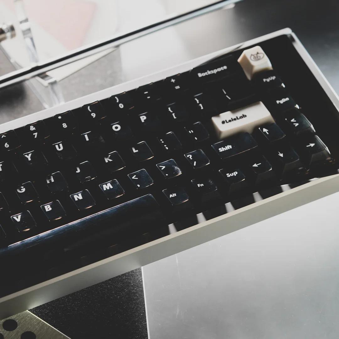 LeleLab Supsup Black / Super X Black Transparent Keycaps Cherry Profile UV Printed ABS Keycap 138-Keys