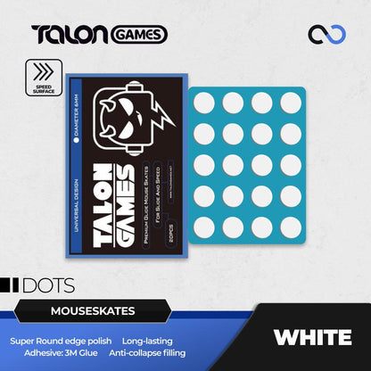TALONGAMES White Dots Universal Mouse Feet / Mouse Skate PTFE for Cloth Mouse pad (Hybrid)