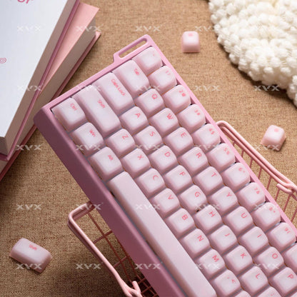 XVX Pink Silicone Keycaps Cherry Profile Shine Through Dye-sub + Double Shot Silicone + ABS Keycap 113-Keys