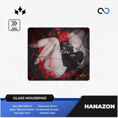 Aimstar Hanazon Quasar Series Silicone Base COATED Tempered Glass Gaming Mousepad Kaca (Speed)