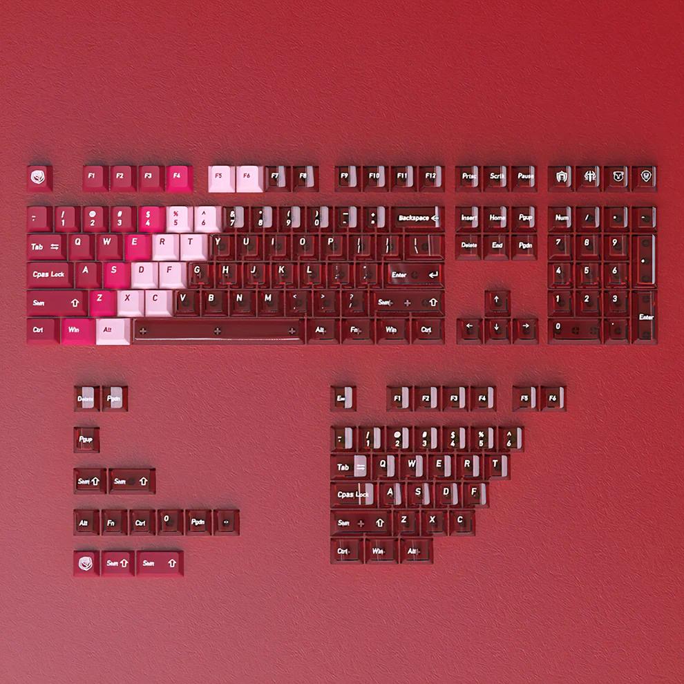 Infinitas Scarlet Flame Gradient Keycaps Cherry Profile Dye Sub / UV Printing PBT+PC Keycap 154-Key