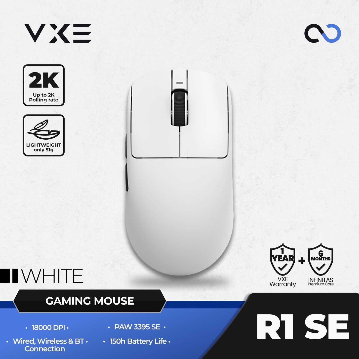 VXE R1 Star Flash / Nearlink 1K Wireless Light Weight PAW3395 SE Gaming Mouse