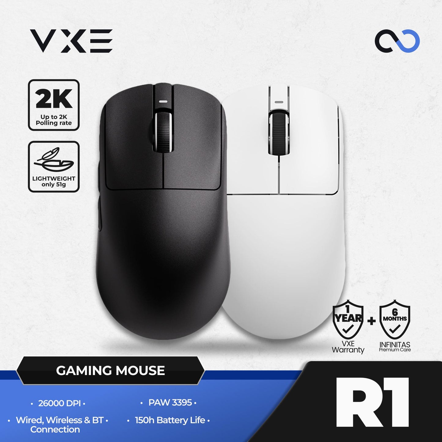 VGN VXE R1 2K Wireless Light Weight Gaming Mouse