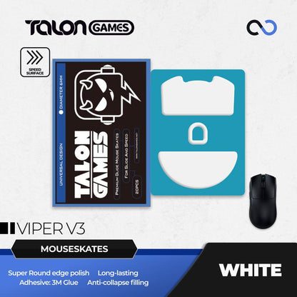 TALONGAMES White Razer Viper V3 Pro Mouse Feet / Mouse Skate PTFE for Cloth Mouse pad (Hybrid)