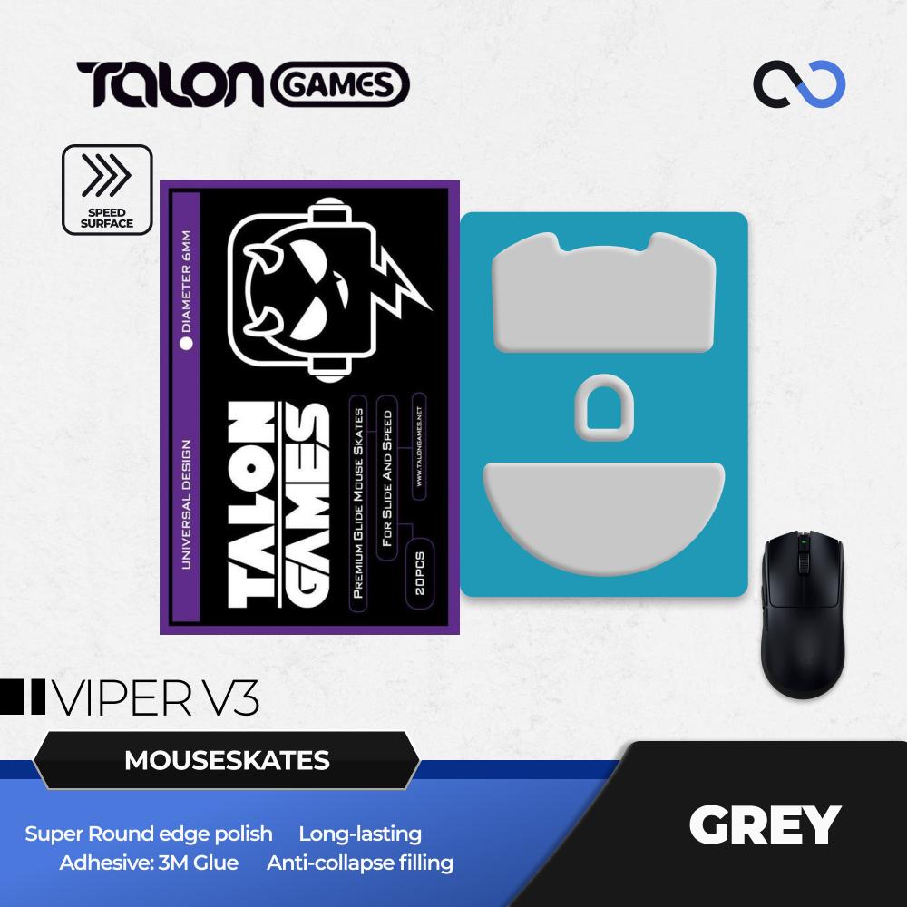 TALONGAMES Grey Razer Viper V3 Pro Mouse Feet / Mouse Skate PTFE for Cloth Mouse pad (Speed)