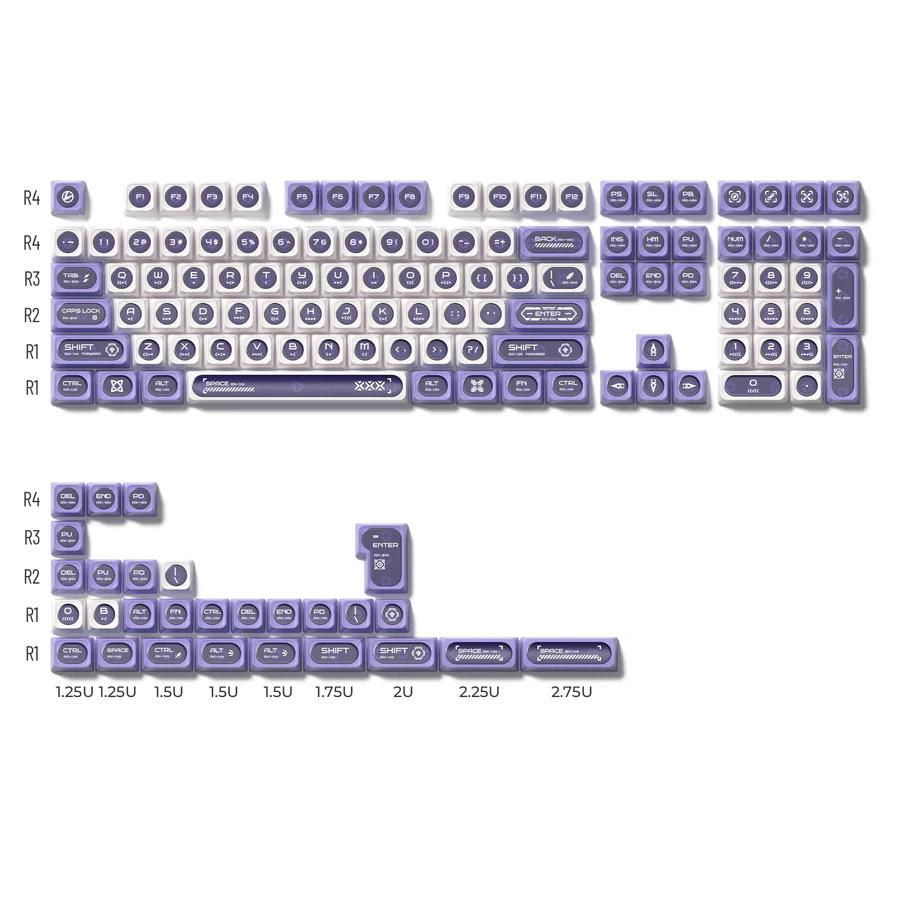 XVX Cats Eye Keycaps Purple Cherry MAX Profile Double Shot Dye sub Shine Through PBT Keycap 136-Keys