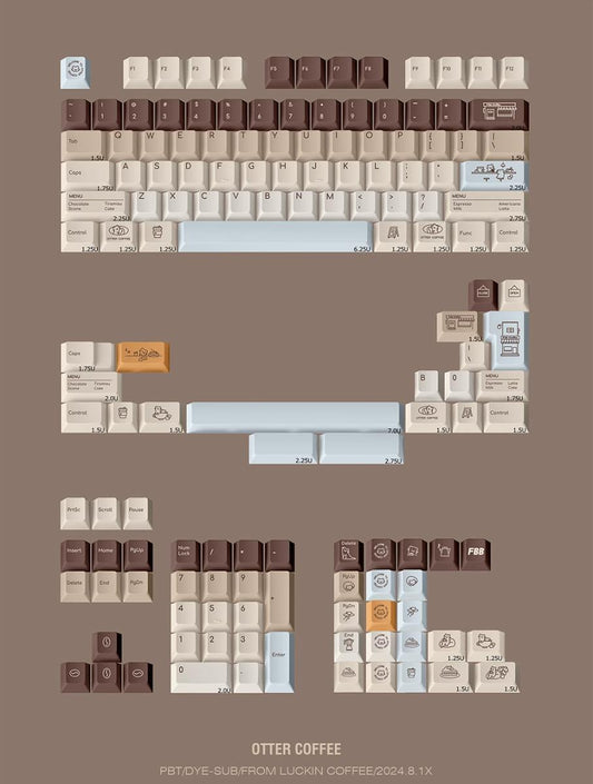 FBB Otter Coffee Keycaps Cherry Profile Dye sub PBT Keycap 145-Keys