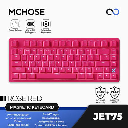 MCHOSE JET75 8K HE Hall Effect 75% Keyboard Rapid Trigger SOCD DKS Wooting