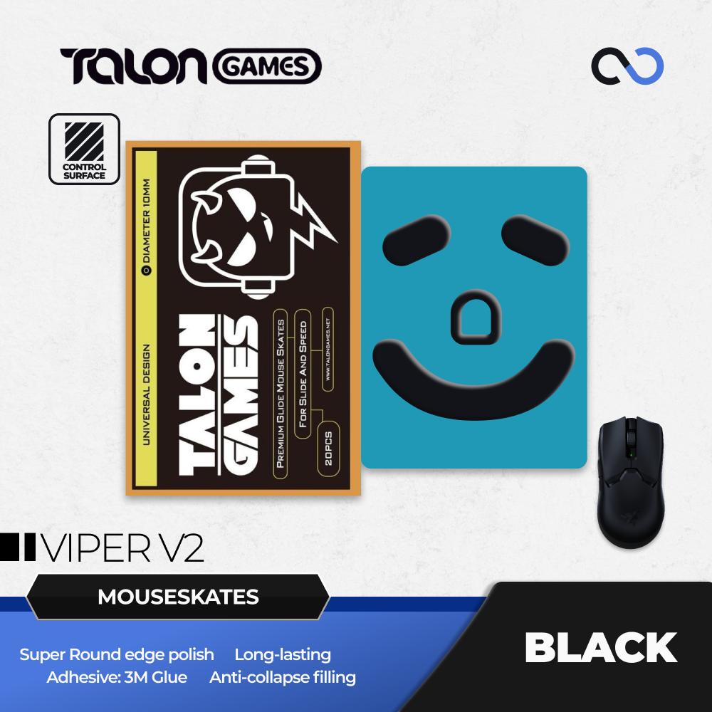 TALONGAMES Black Razer Viper V2 Pro Mouse Feet / Mouse Skate PTFE for Cloth Mouse pad (Control)