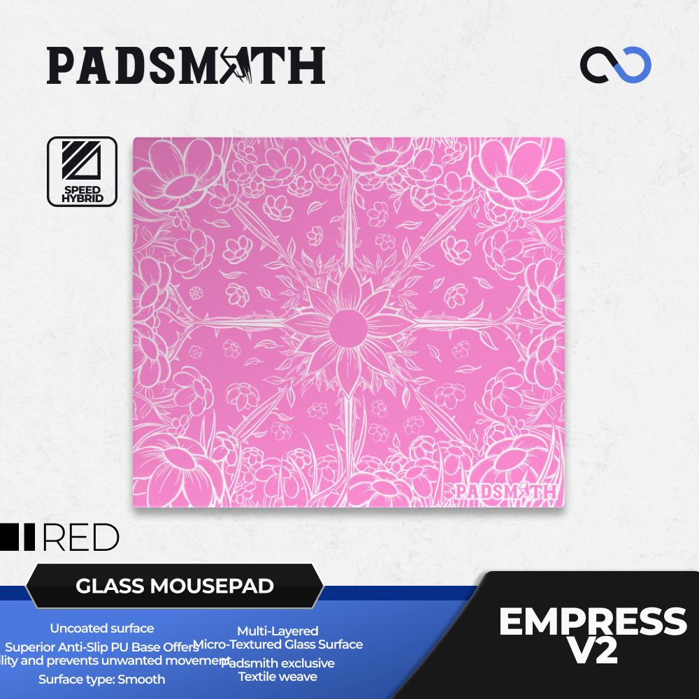 Padsmith Empress V2 Balanced Silicone Base Glass Gaming Mousepad Kaca (Speed-Hybrid)