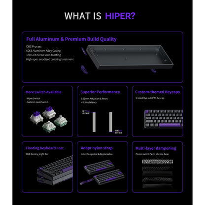 Zirnex Hiper 60-M 8K Hall Effect 60% Gaming Keyboard Rapid Trigger SOCD Aluminum Wooting