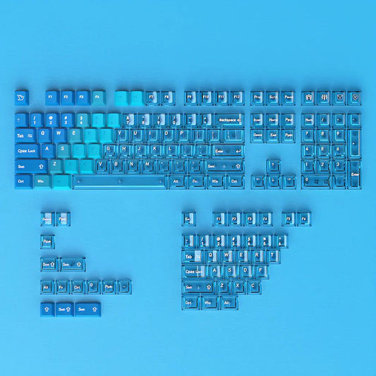 Infinitas Blue Sea Gradient Keycaps Cherry Profile Dye Sub / UV Printing PBT+PC Keycap 154-Key