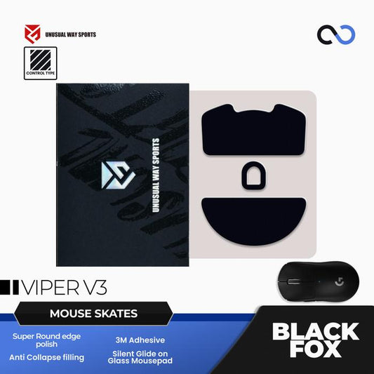 Unusual Way Sports Black Fox Razer Viper V3 Pro Gaming Mouse Feet / Mouse Skate UHMW-PE (Control)