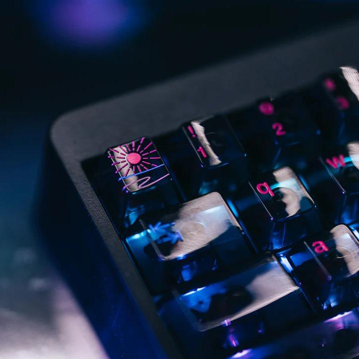 LeleLab x ICE CAT Seaside Transparent Keycaps Cherry Profile UV Printed ABS Keycap 138-Keys