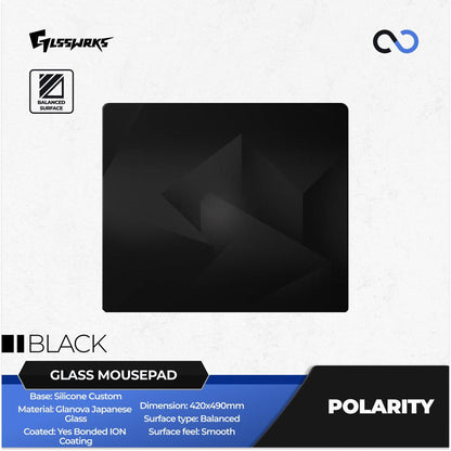 GLSSWRKS Polarity Silicone Base COATED Japanese Glanova 2.5 Tempered Glass Gaming Mousepad Kaca (Hybrid-Speed)