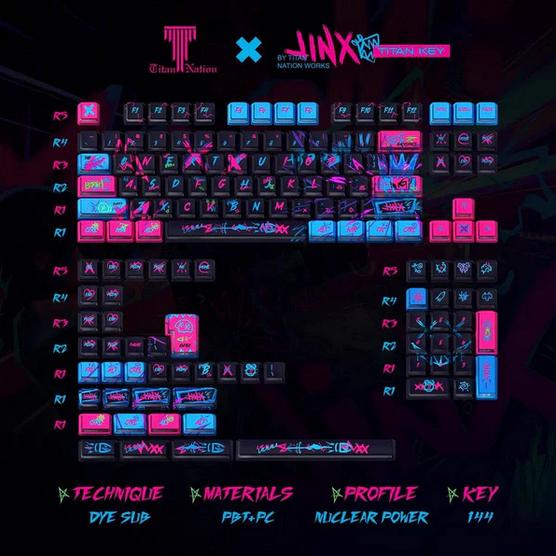 Titan Nation Arcane Jinx Keycaps Nuclear Power Profile Dyesub PBT PC Keycaps 144-Keys