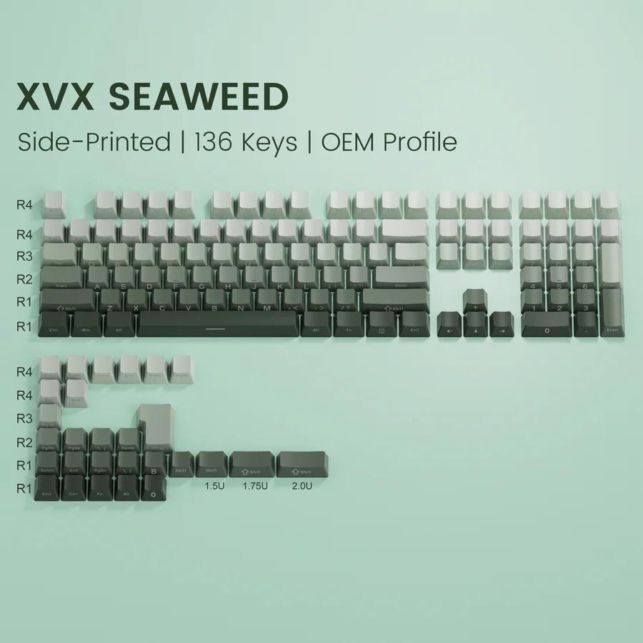 XVX Seaweed Gradient Keycaps OEM Side Profile Double Shot Shine Through PBT Keycap 136-Keys